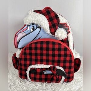 Loungefly Disney Winnie The Pooh Eeyore Plaid Pajamas Christmas Mini Backpack